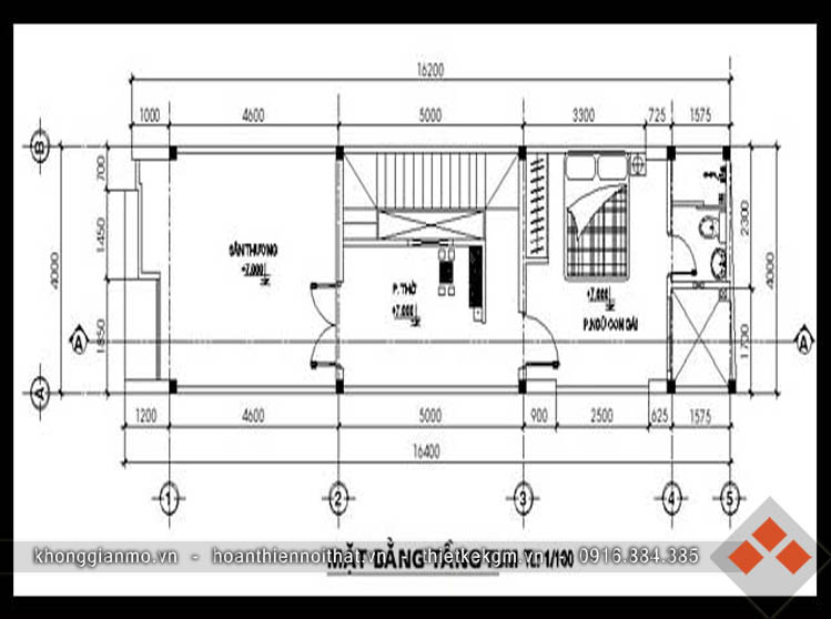 Thiết kế kiến trúc nhà ống  2 tầng 4x15m  tại Hưng Yên